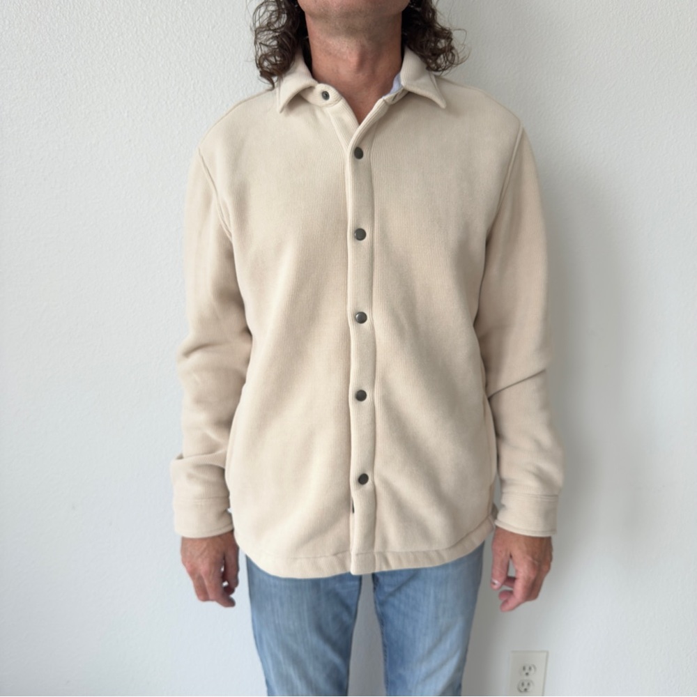 Copper and Oak Plush Snap Shirt Jacket Cream